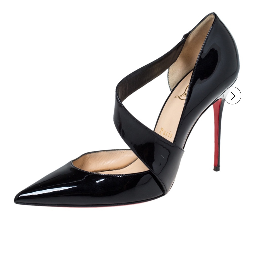 Christian Louboutin Patent Leather D'Orsay Cross Strap Pointed Toe Pumps Size 37